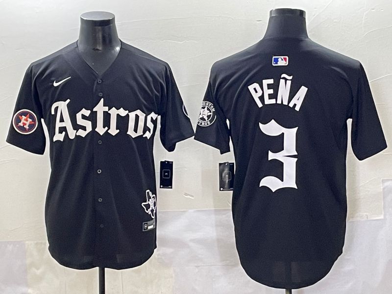 Men 2025 Houston Astros #3 Pena Black Five generations Joint Name Nike MLB Jersey style 23->houston astros->MLB Jersey